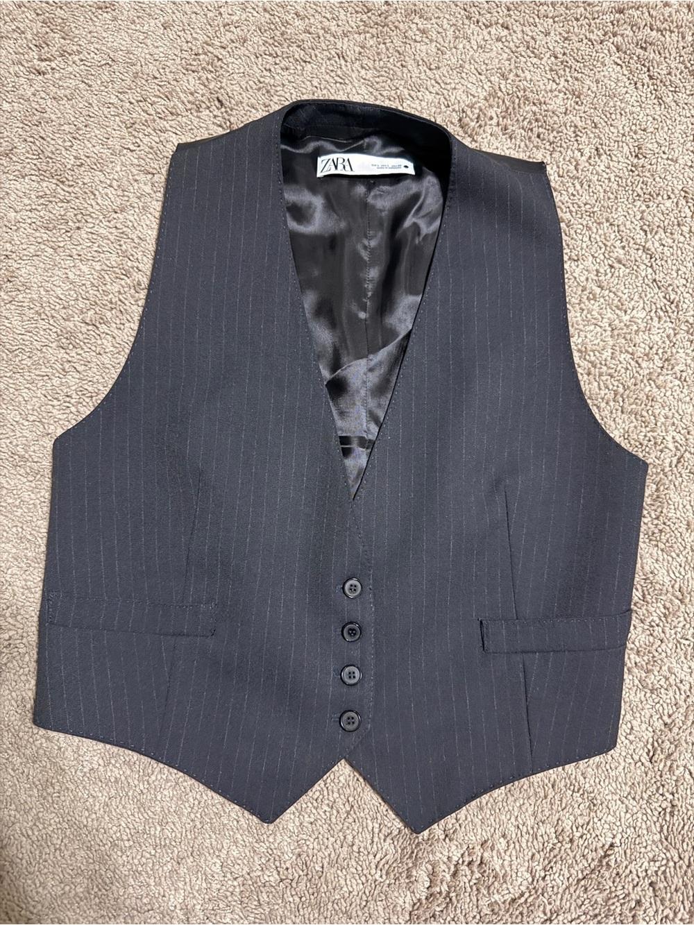 Zara Dark Navy Blue Pinstripe Tailored Suit Vest Size L